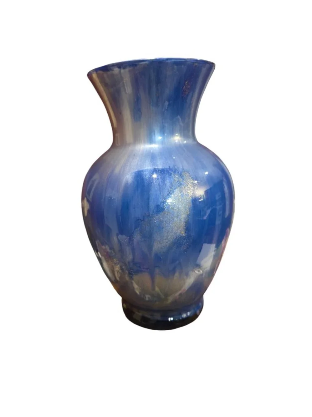 Fluid Art Acrylic Pour Glass Vase • Blue and Silver • Abstract Home Decor • OOAK